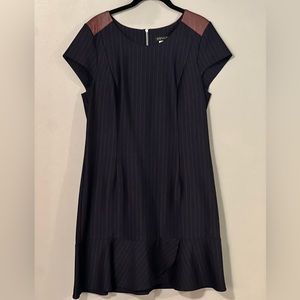 Striped Dress with Faux Leather by VENUS